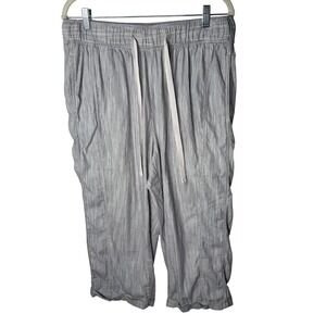 Lane Bryant Striped Linen Blend Cropped Pants Womens 14 16 Drawstring Waist